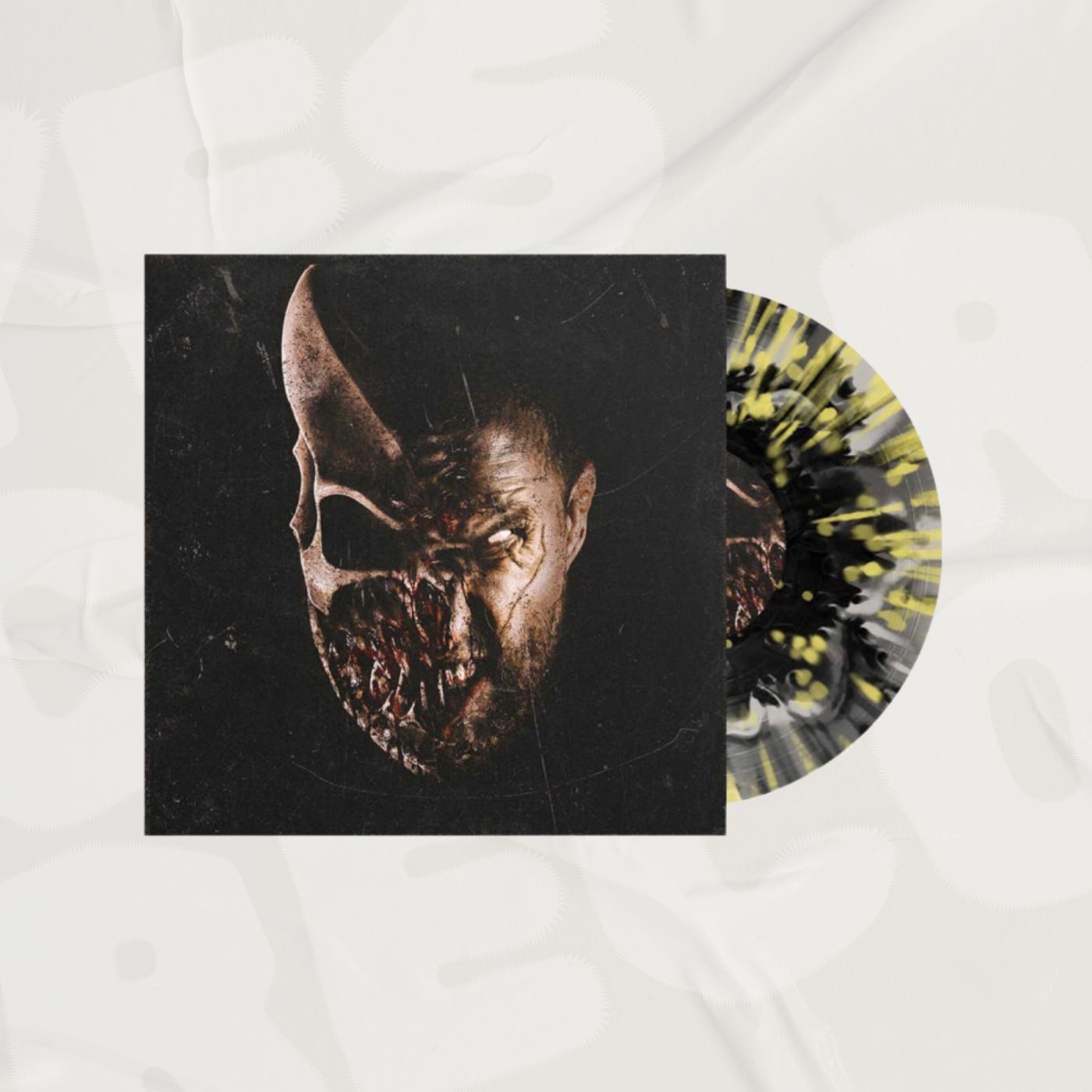Grizzly Bone with Black & Burgundy Splatter LP